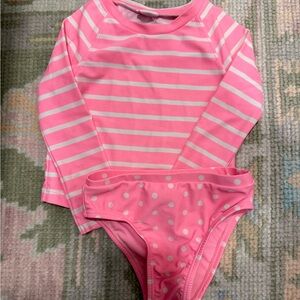 Pink Striped Kids Swim Set